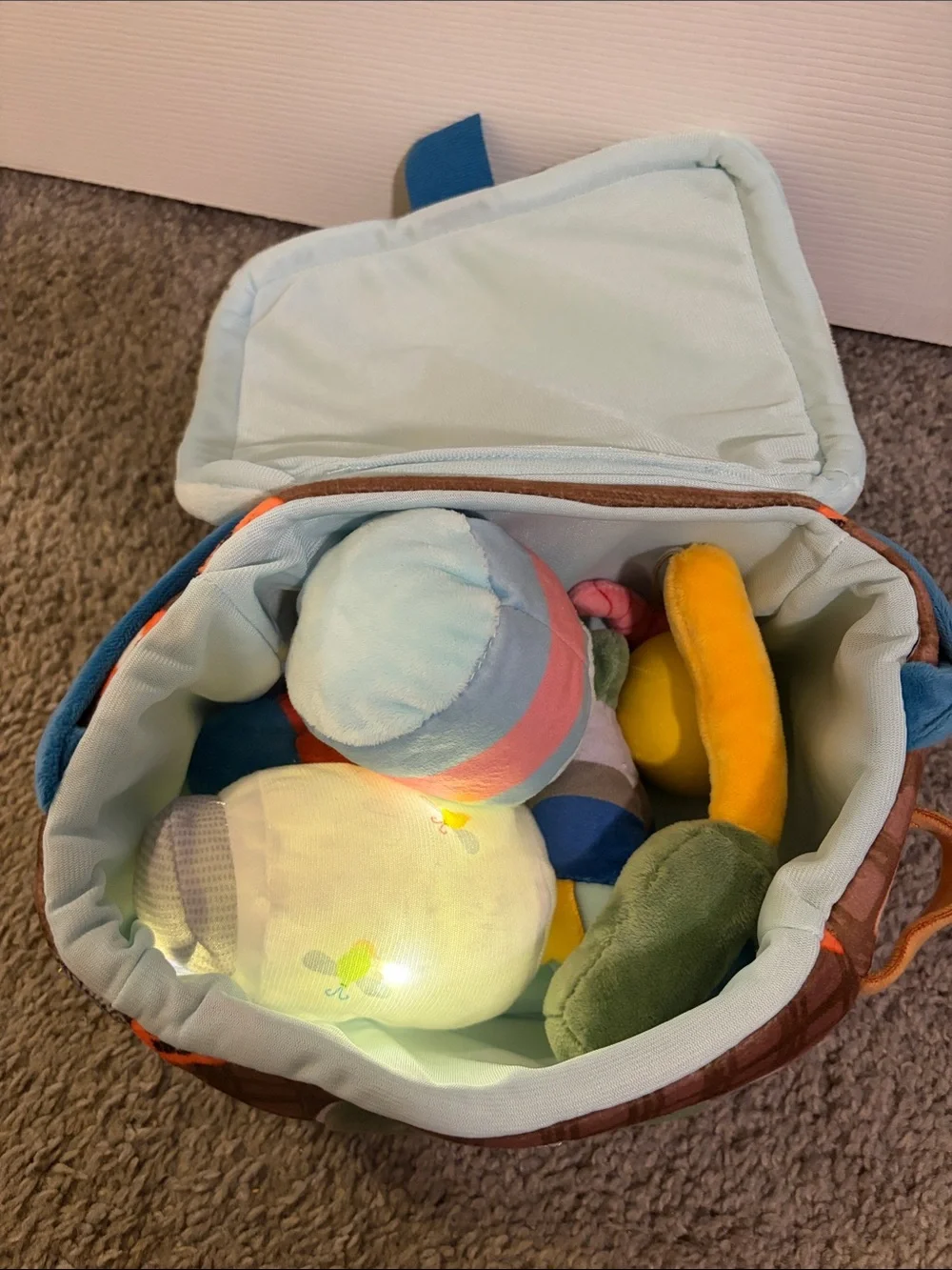 Mudpie Plush 'My First Fishing Set' Toy Bag - Light Blue & Brown